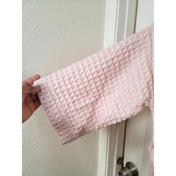 NORDSTROM Women's Waffle Textured Bathrobe Kimono Style With Belt Pink Size S - Picture 5 of 14